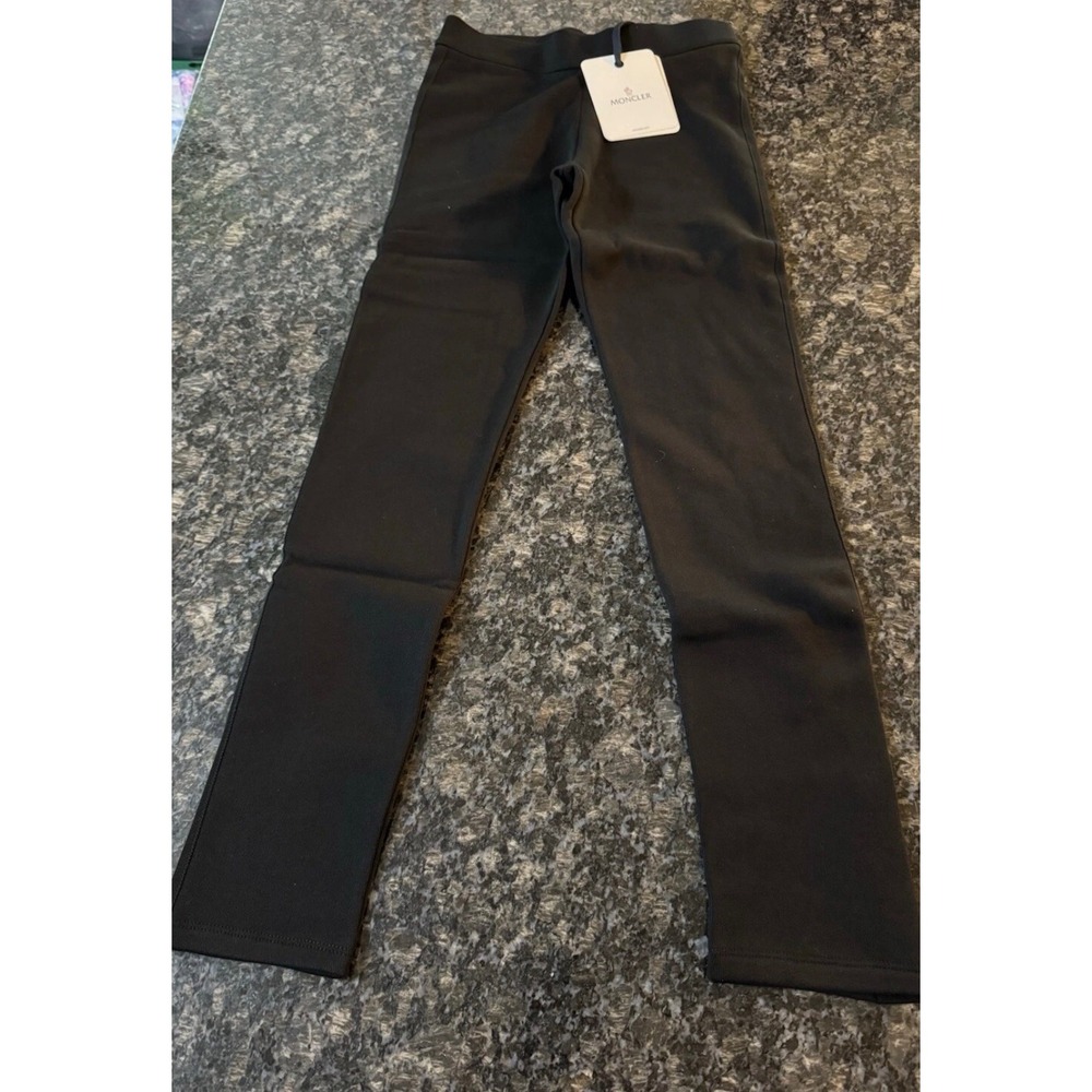 Moncler Enfant Black Logo Leggings Stretch Cotton Pants sweatpants NWT Sz 8
